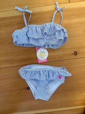 Ruffle Butts NWT 2T Blue & White Striped Ruffle Bikini